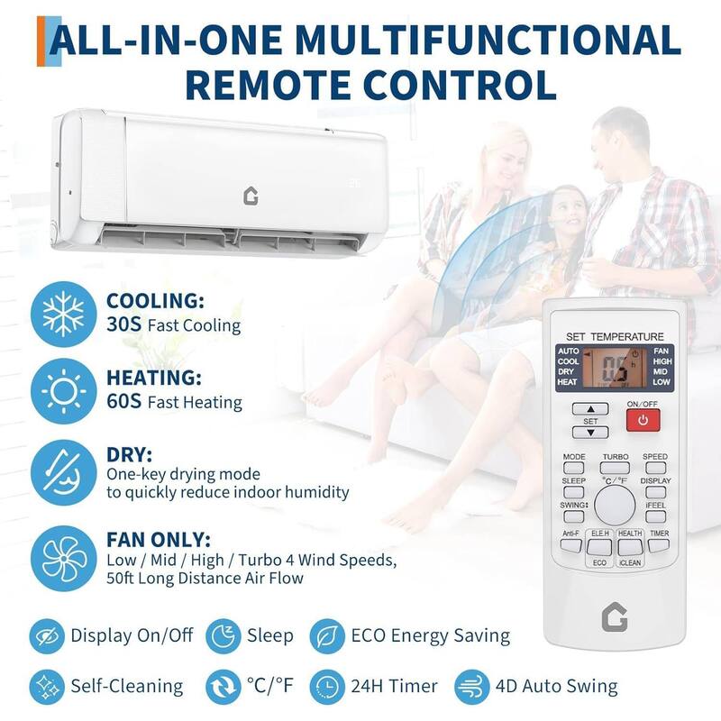 21 SEER 12000 Btus Mini Split Air Conditioner and Heat Cool Up to 750 Sq.Ft.