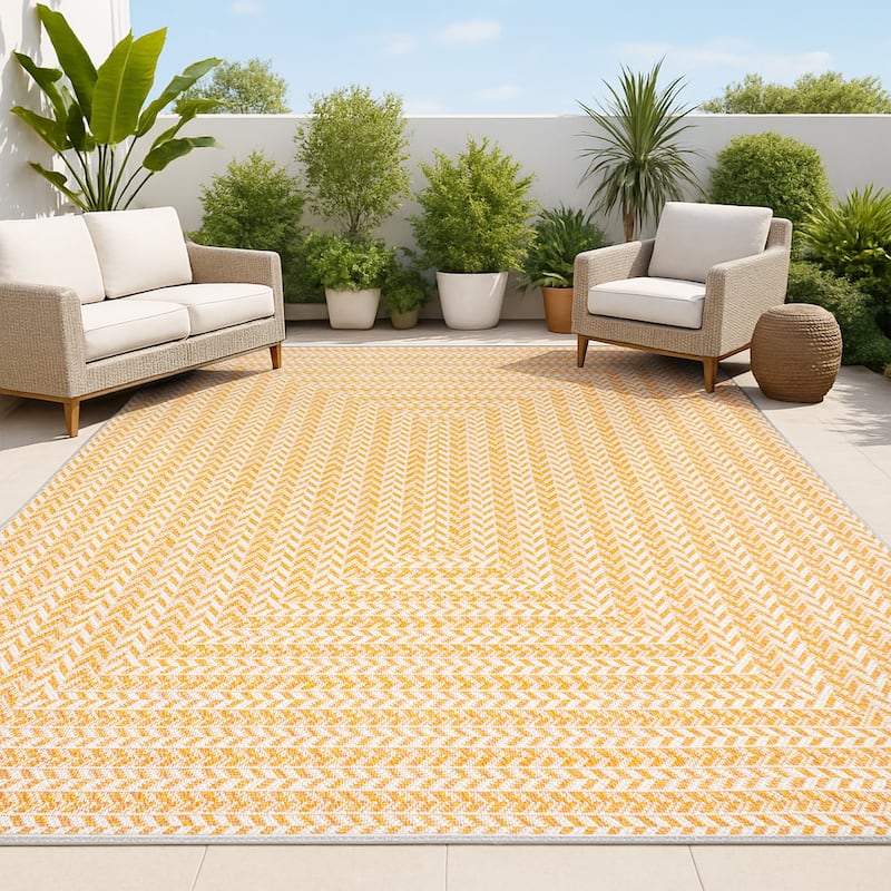 JONATHAN Y Lucia Modern Concentric Squares Indoor/Outdoor Area Rug