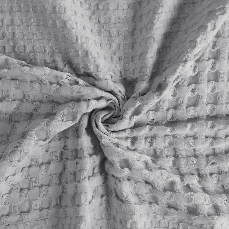 White 100 Cotton Waffle Patterned Shower Curtain