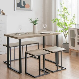 4 PCS Dining Table Set Modern Counter Height Set with One Bench Stools ...