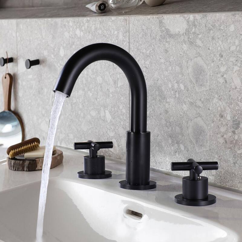 8.2"H Solid Brass Widespread 2-handle Bathroom Sink Faucet