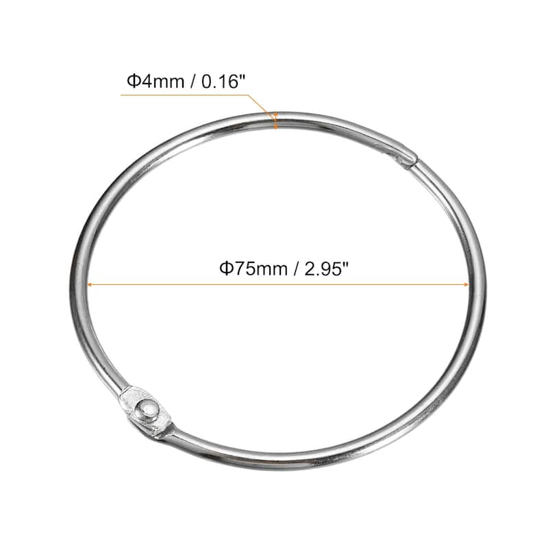 Shower Curtain Rings, 6pcs - Loose Leaf Binder Rings - Silver - 3 Inch