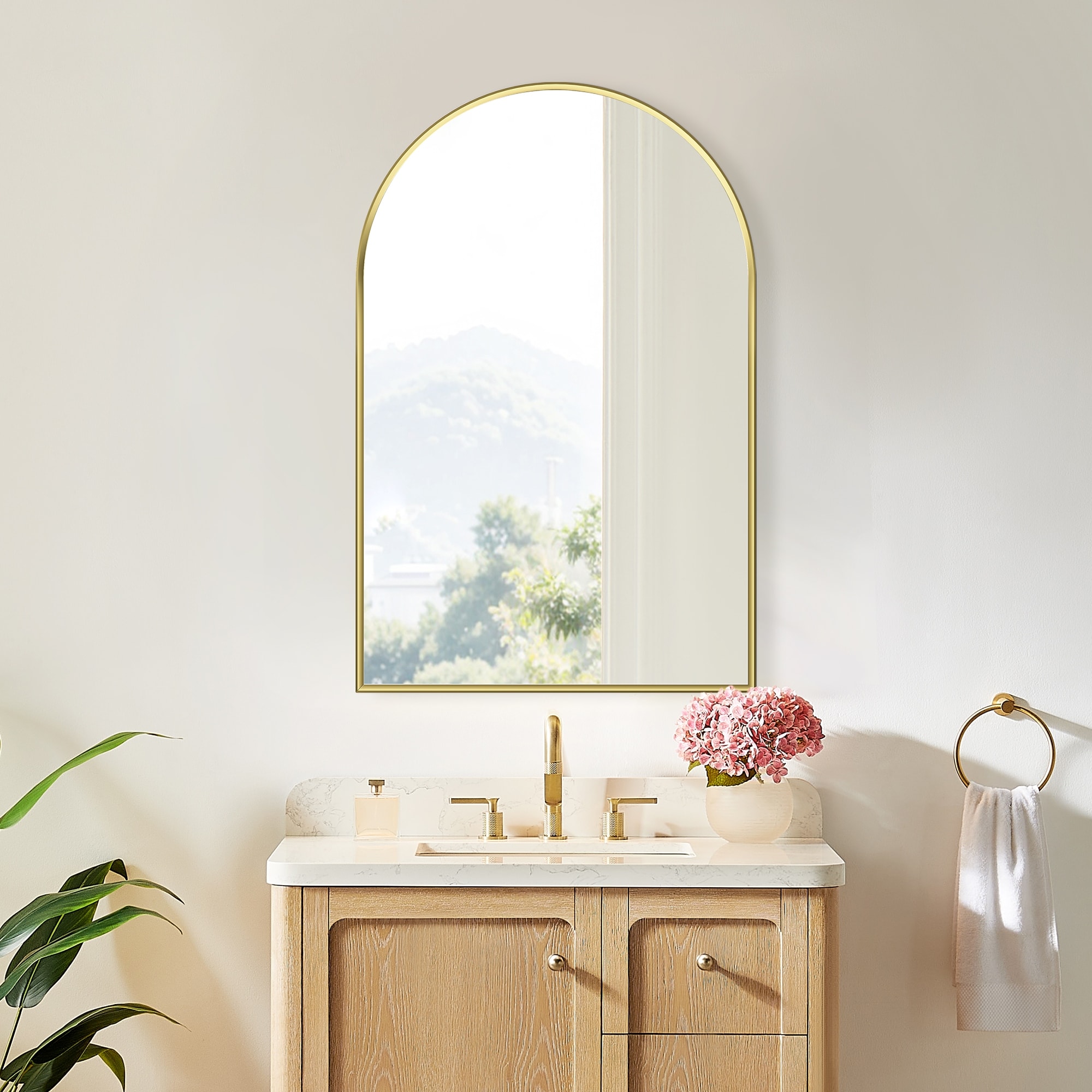 Benoni 24" Classic Domed Bathroom/Vanity Aluminum Framed Wall Mirror - 24"Wx36"H