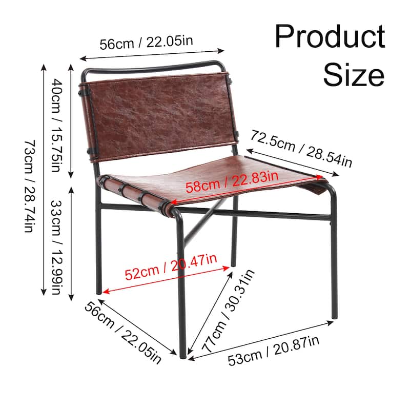 Retro leather leisure chair 2-piece set, medieval modern leisure chair metal leg armless leisure chair