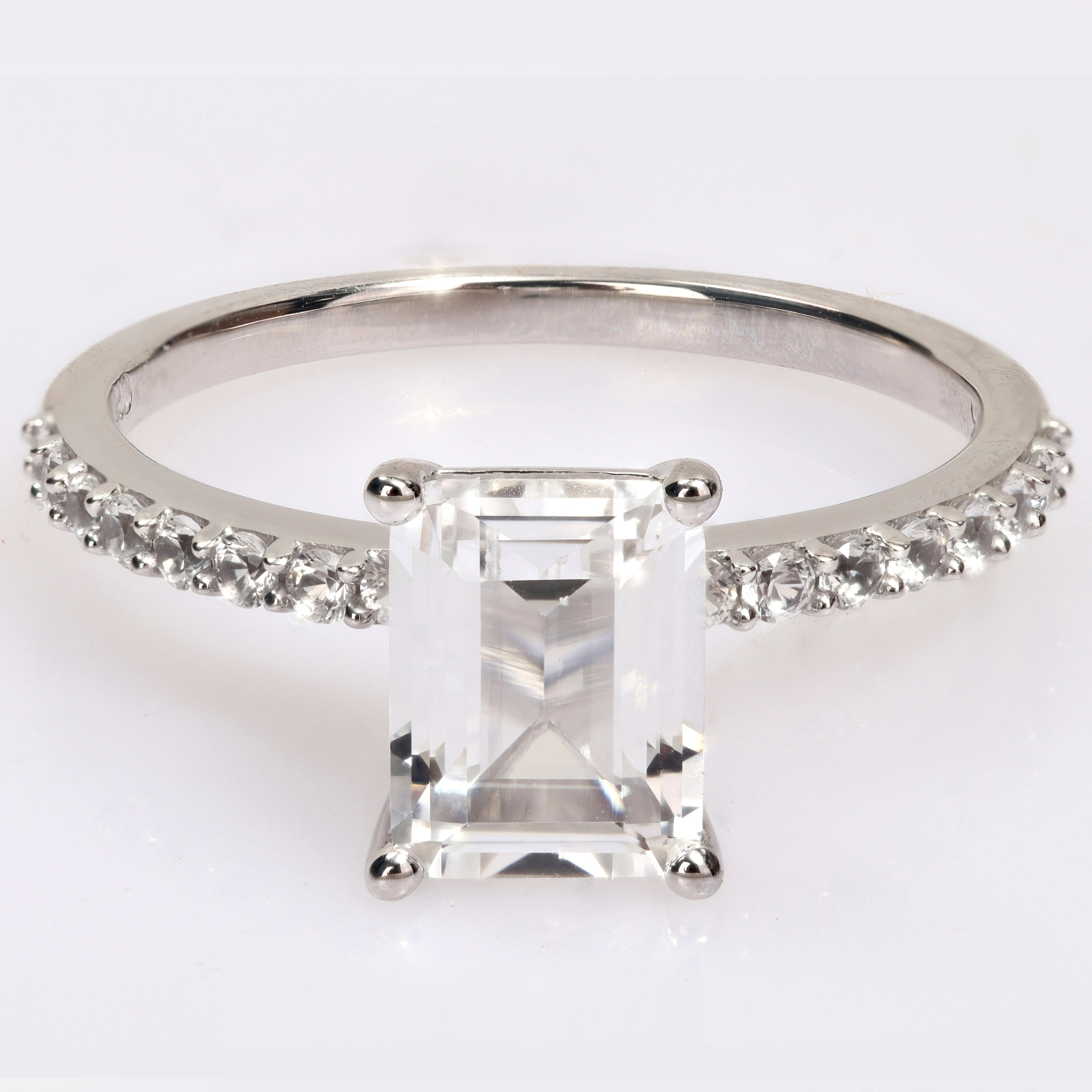Miadora 2 1/3ct TGW Octagon-cut Created White Sapphire Engagement Ring in 10k White Gold