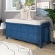preview thumbnail 10 of 23, Upholstered Storage Bench & Unique Removable Seat Cushion Design with 3 Drop Down Storage Doors and Spacious Storage Space navy blue