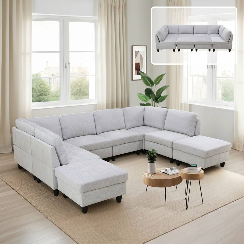 Elegant Modular Sofa Set with Solid Wood Frame and High-Density Foam
