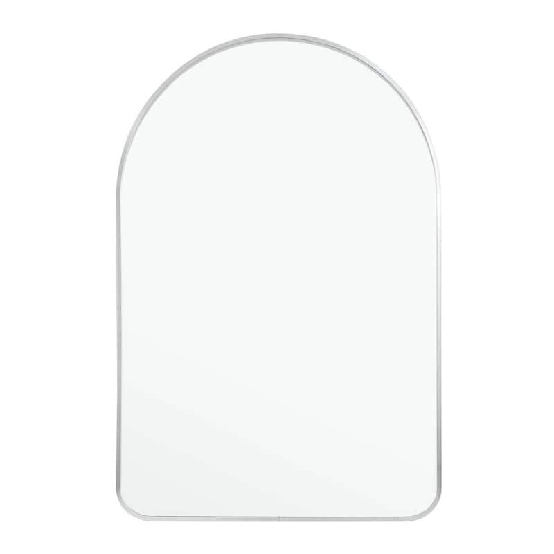 HomeRoots 39" Silver Arch Metal Framed Bathroom Vanity Mirror - 28.29' X '39.3' X '3.53