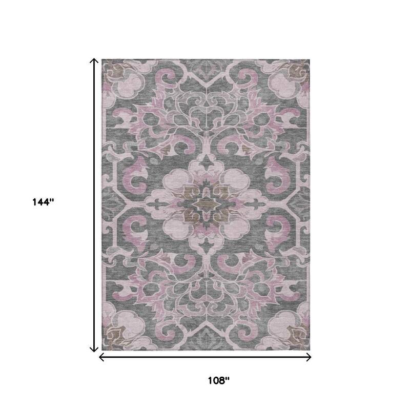 HomeRoots Damask Traditional Rectangle Outdoor Rug