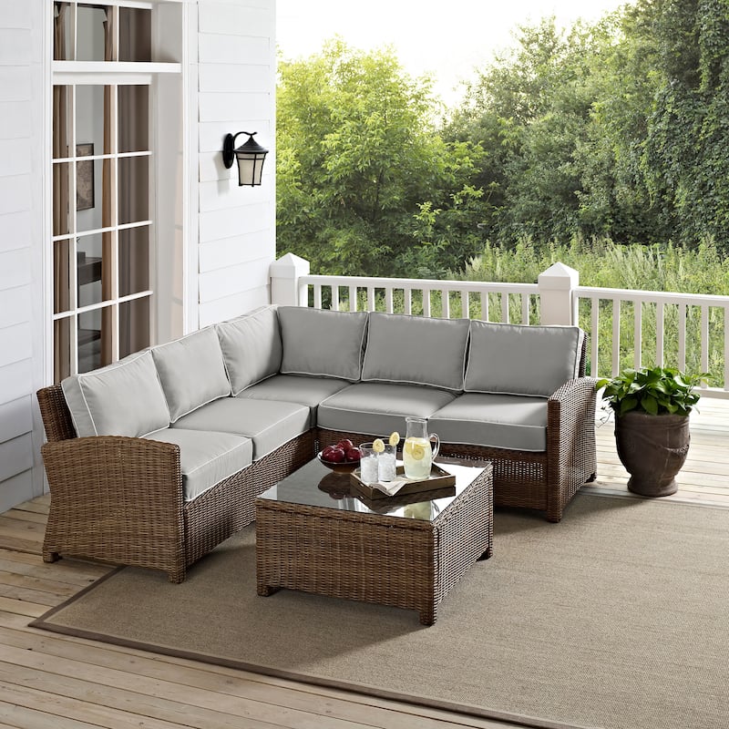 Crosley Bradenton 4Pc Outdoor Wicker Sectional Set