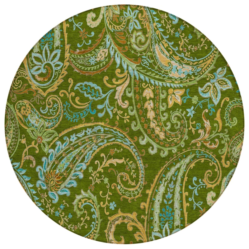 Machine Washable Indoor/ Outdoor Paisley Chantille Rug