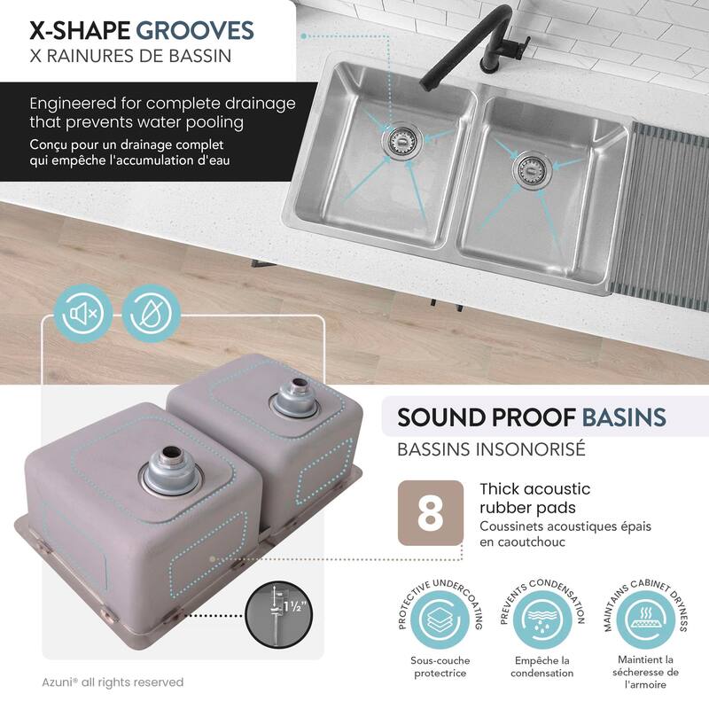 Maxi Dual Mount 32" Double-Bowl Stainless Steel Kitchen Sink C233 - 32" x 18" x 9"