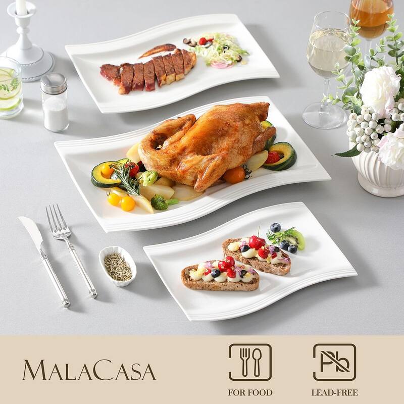 MALACASA Flora Porcelain Rectangular Serving Plates