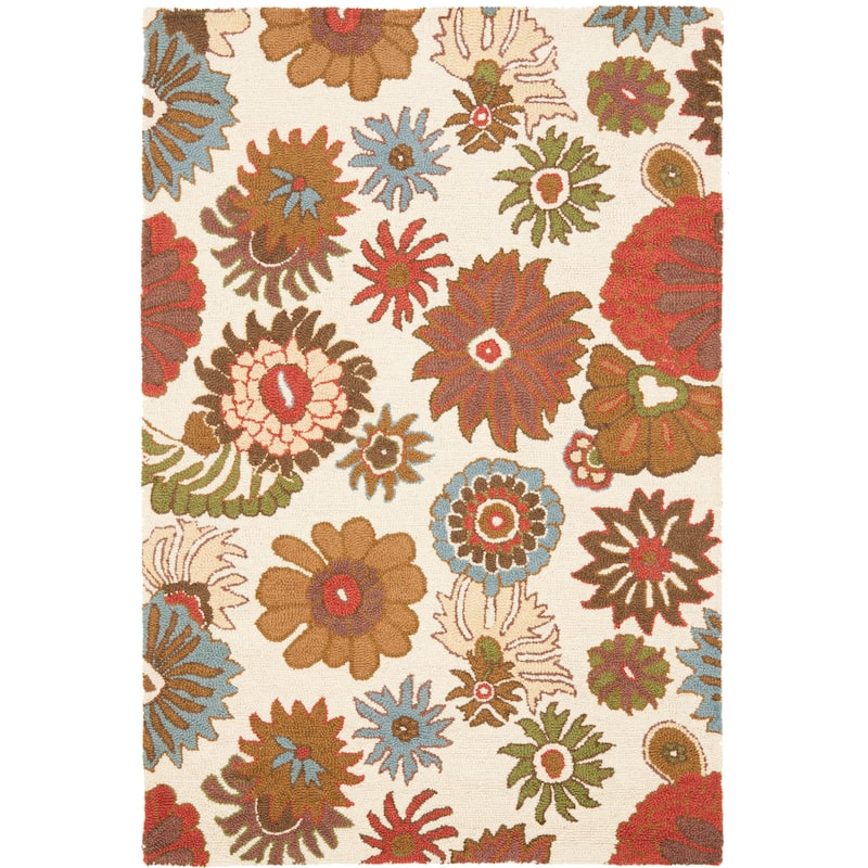 SAFAVIEH Handmade Blossom Arpita Modern Floral Wool Rug - 4' x 6' - Ivory/Multi