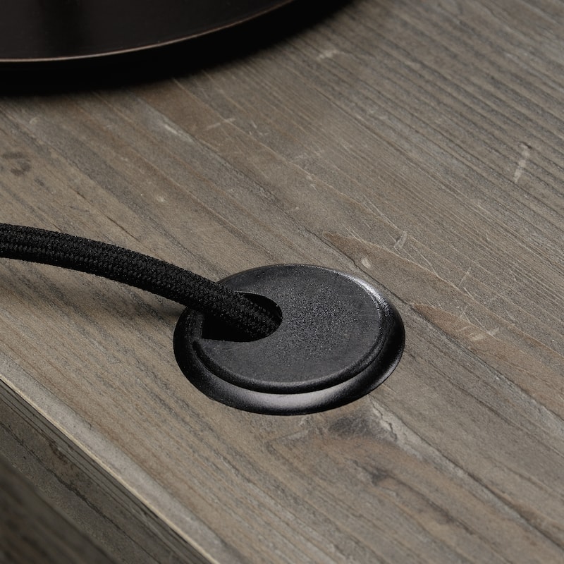 Wood L-Shaped Desk with File Drawer, Brown