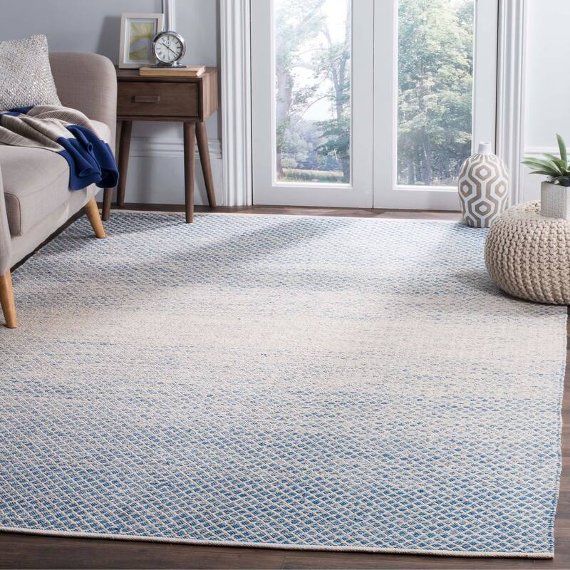 SAFAVIEH Handmade Flatweave Montauk Geert Cotton Rug - 8' x 10' - Blue/Ivory
