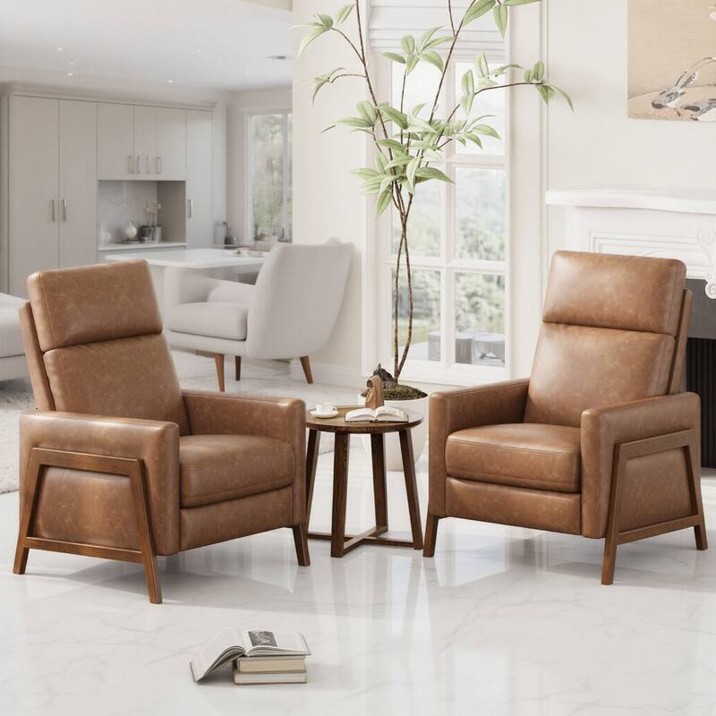 Push Back Comfy Modern Upholstered Wingback Recliner Chair