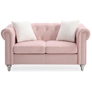 Raisa 60 in. Velvet 2-Seater Sofa With 2-Throw Pillow - 60"L x 34"W x 30"H