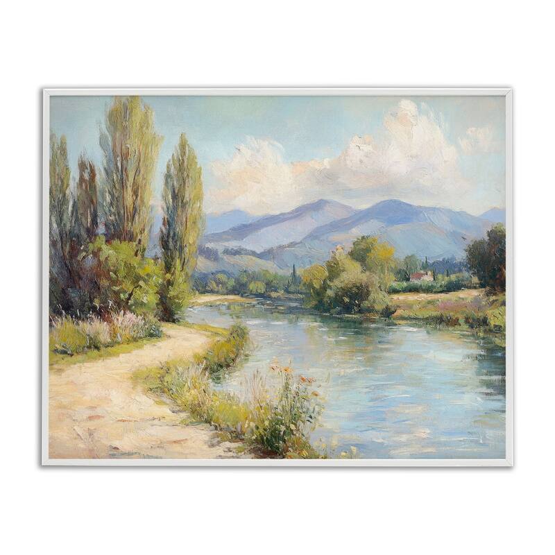 Stupell Along The Mountain River Framed Giclee Art Design By Petal Prints Design - 14 x 11 - White