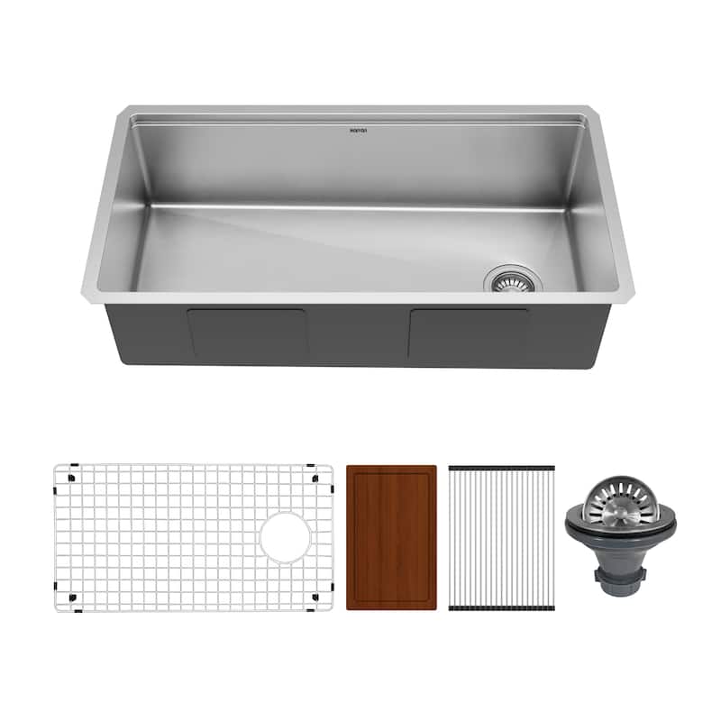 Karran Elite WS-38-PK1 Undermount 36" Single Bowl Stainless Steel Workstation Kitchen Sink