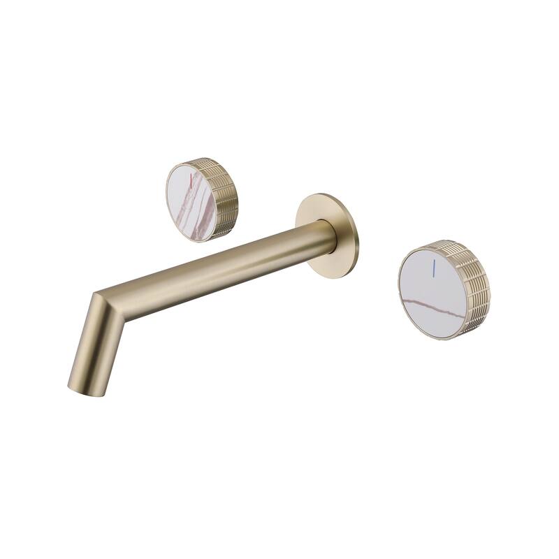 Solid Brass Wall Mounted Double Handle Widespread Bathroom Faucet