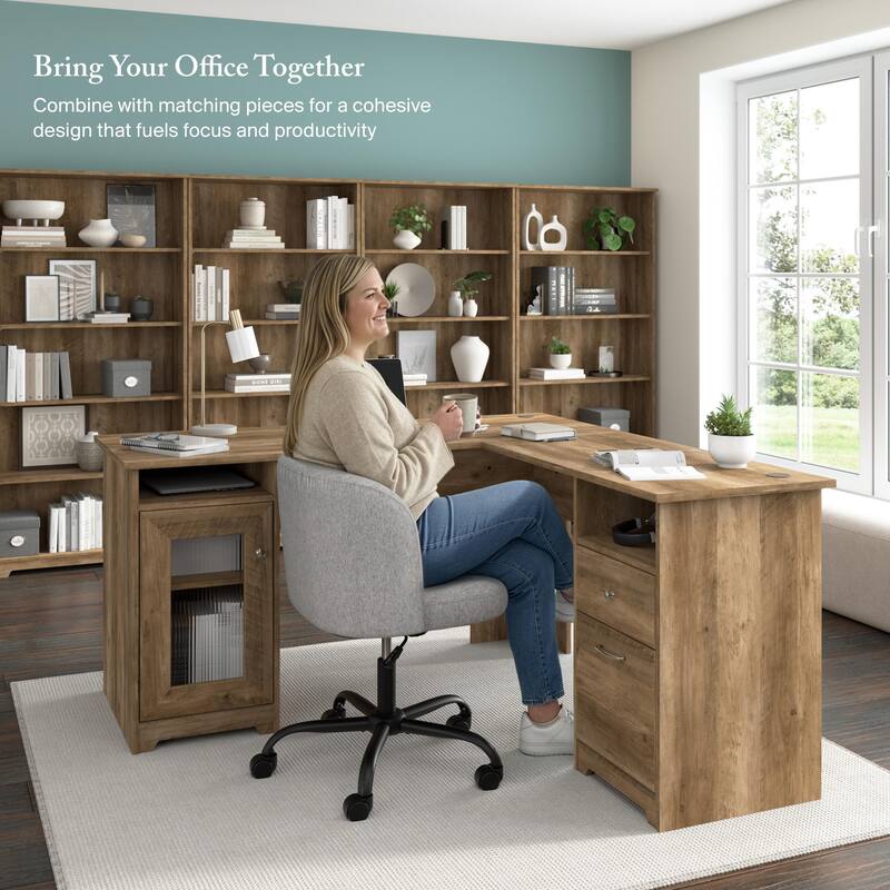 Cabot 60W L Shaped Computer Desk with Storage by Bush Furniture