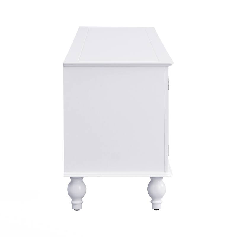 Modern TV Stand for TVs up to 80 Inches, Entertainment Center with Open Compartment, TV Storage Cabinet with 2 Drawers
