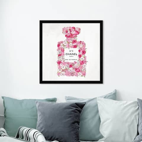 Oliver Gal 'Number 5 Rose II ' Fashion and Glam Framed Wall Art Prints Perfumes - Pink, Pink