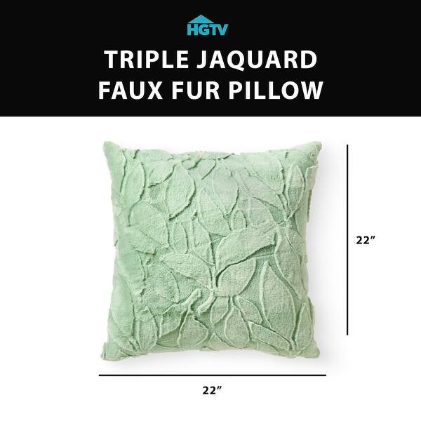 dimension image slide 2 of 3, HGTV Triple Jacquard Carved Faux Fur Pillow