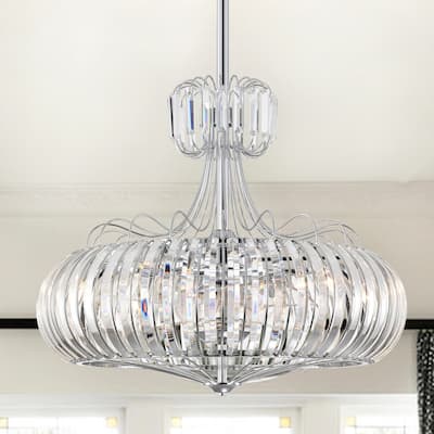 Bellamy Chrome 28-inch 6-light Lighted Ceiling Fan with Crystal Shade (includes Remote and Light Kit)
