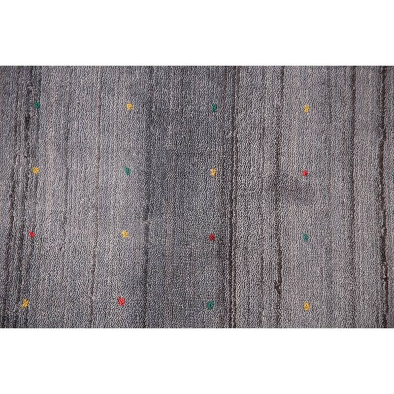 Gray Gabbeh Oriental Area Rug Handmade Wool Carpet - 8'2" x 9'8"