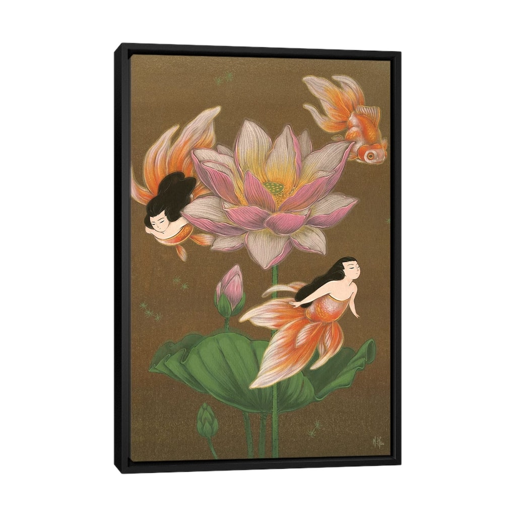 iCanvas "Goldfish Mermaids - Summer Lotus" by Martin Hsu Framed
