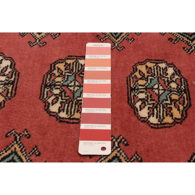 ECARPETGALLERY Hand-knotted Peshawar Bokhara Coral Wool Rug - 2'7 x 10'0