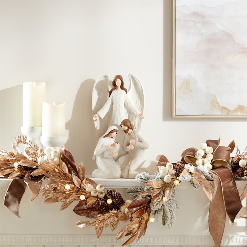 Holy Family with Angel Christmas Nativity Decoration - 16.25"