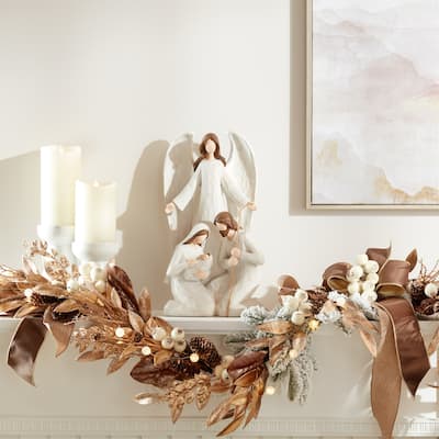 Holy Family with Angel Christmas Nativity Decoration - 16.25"