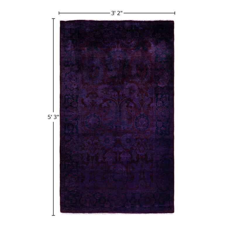 Overdyed One-of-a-Kind Hand-Knotted Area Rug - Purple - 3' 2" x 5' 3"