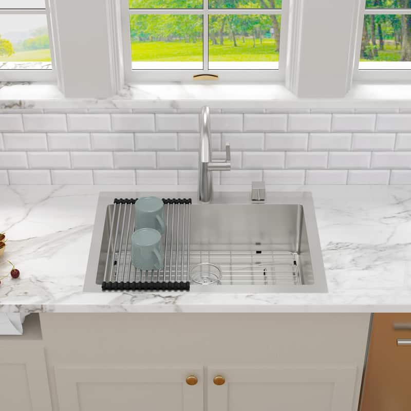 Kichae Robust Drop-in Kitchen Sink 30/33 inch Stainless Steel Kitchen Sink with Wide Flange