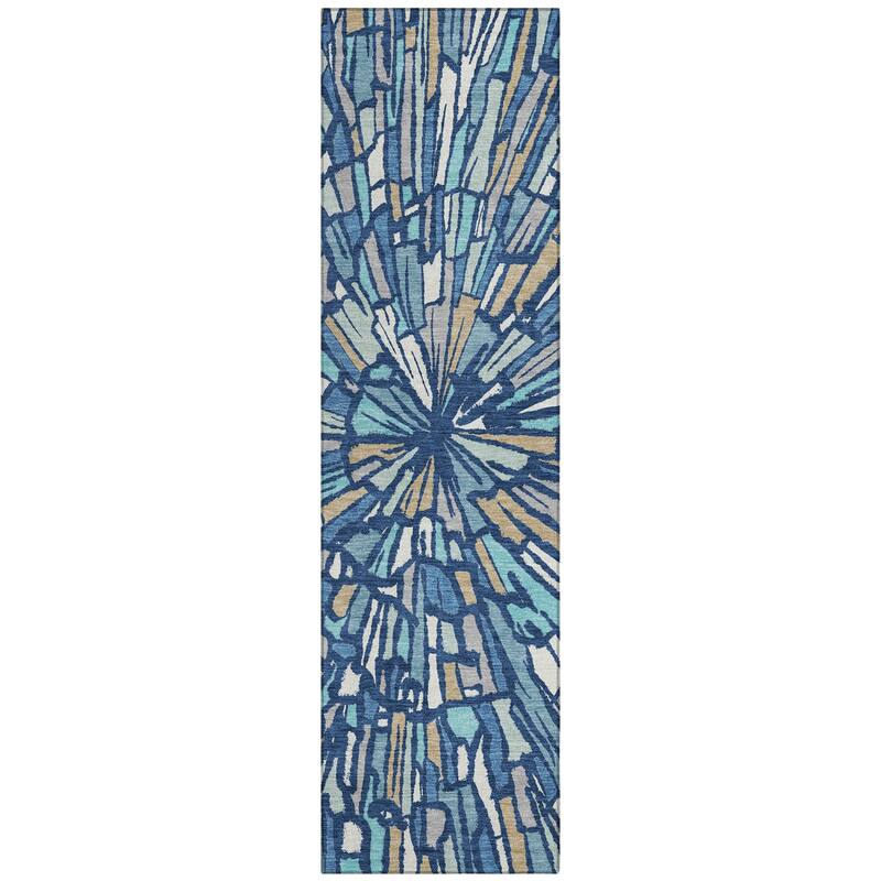 Machine Washable Indoor/ Outdoor Modern Zip Chantille Rug