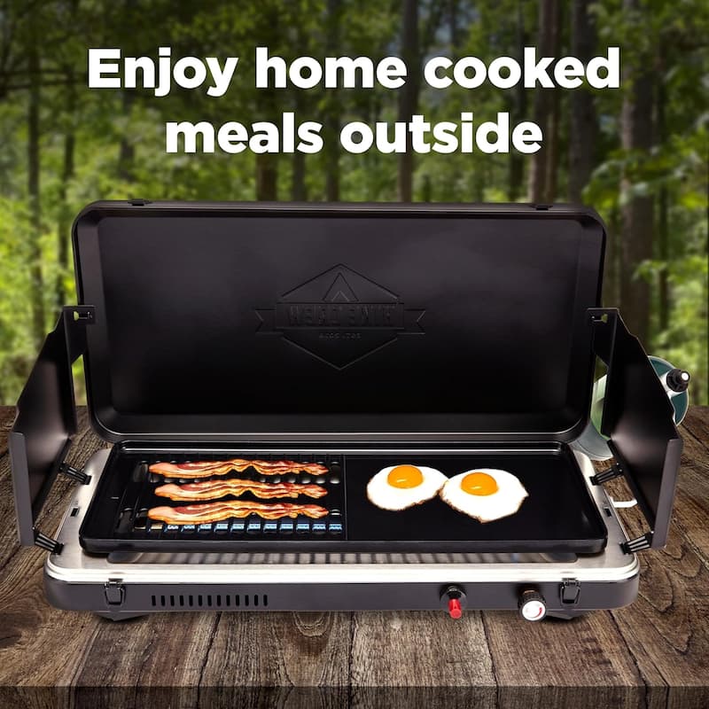 Hike Crew Gas Camping Grill & Griddle - 13,000 BTU Portable Propane Grill with Integrated Igniter & More! - N/A