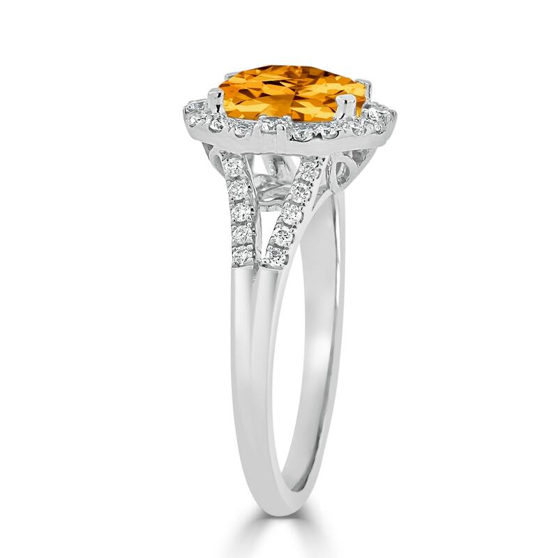 Auriya 1 3/4ct Cushion-cut Citrine Halo Diamond Engagement Ring 3/8cttw 14k Gold