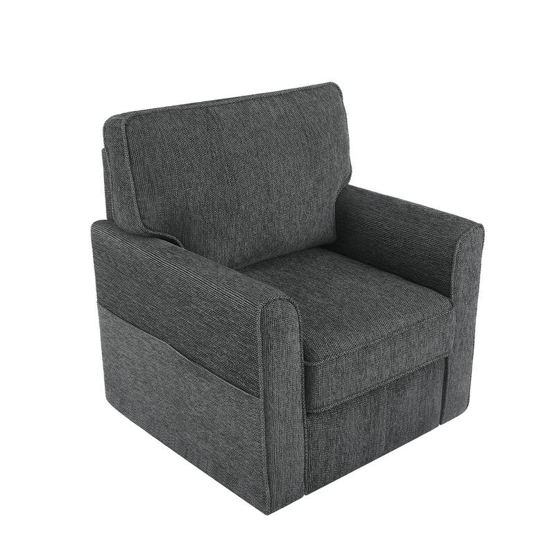 Round Lounge Chair Armchair Swivel Sofa Chair with Side Storage Pockets, Swivel Chair Accent Barrel Chair