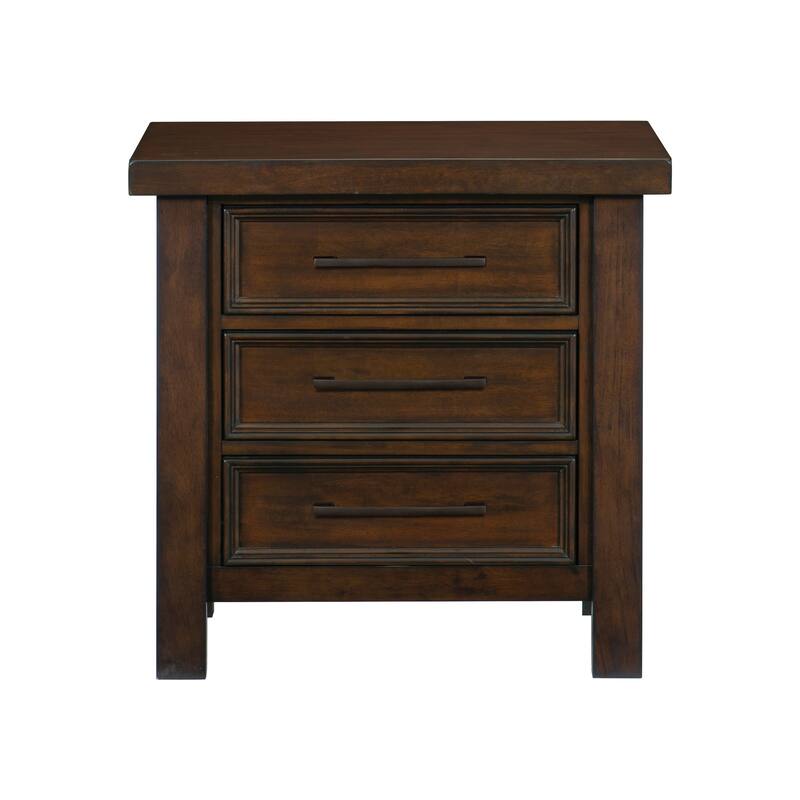 Classic 1pc Nightstand of 3x Drawers Mango Veneer Wood Transitional Bedroom Furniture