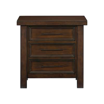 Classic 1pc Nightstand of 3x Drawers Mango Veneer Wood Transitional Bedroom Furniture