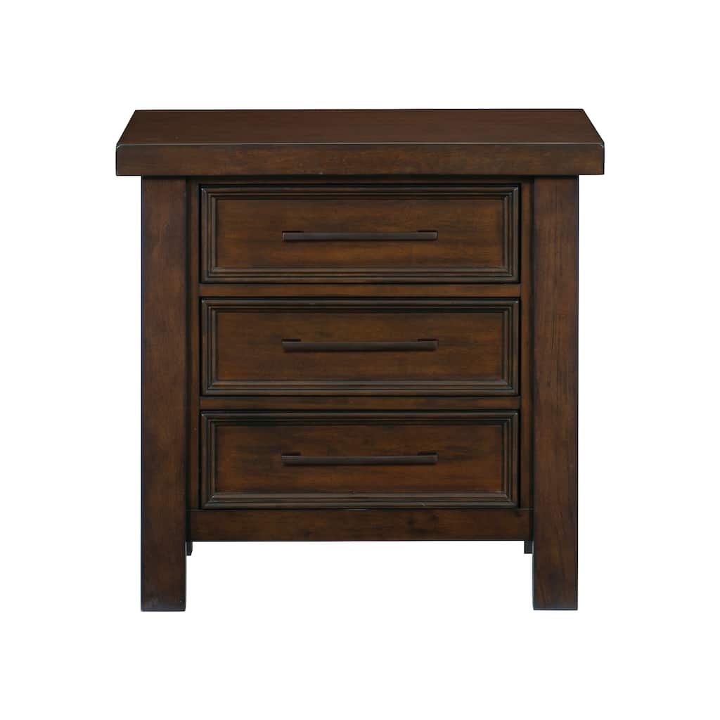 Classic 1pc Nightstand of 3x Drawers Mango Veneer Wood Transitional Bedroom Furniture