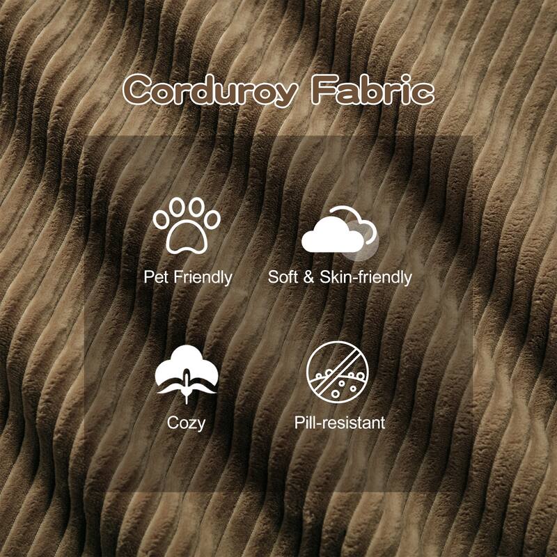 82" Tufted Sectional Sofa with Movable Ottoman, 2-Seater Corduroy Couch for Living Room, Floor Upholstered Leisure Loveseat