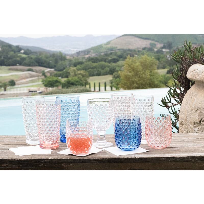 Abode Homewares Hobnail Acrylic Drinking Glasses - 14 oz - Set of 6