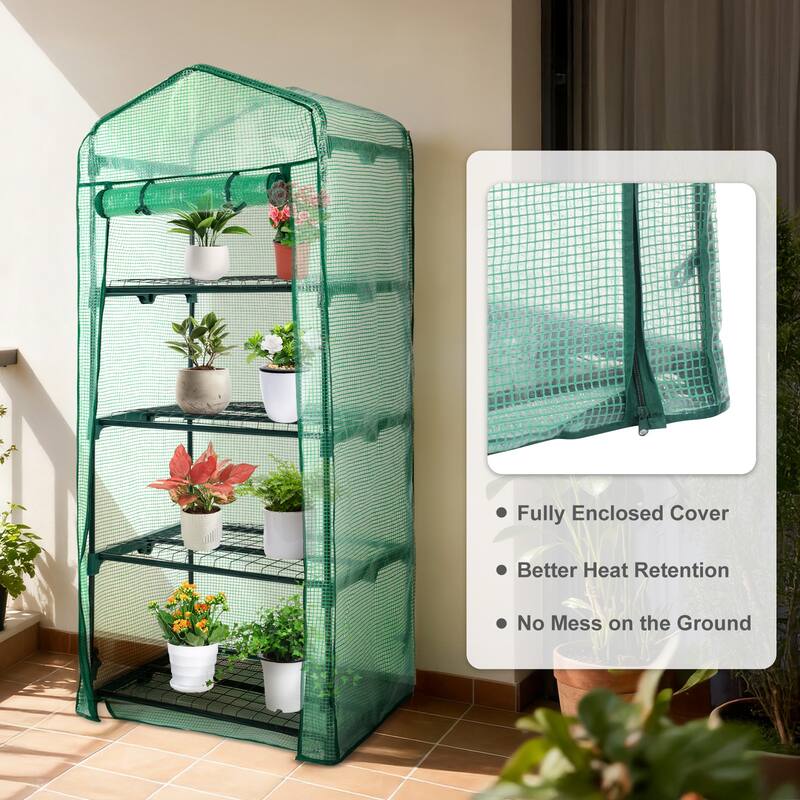 Aoodor 4 Tier Mini Greenhouse, 27x19x63 Inch