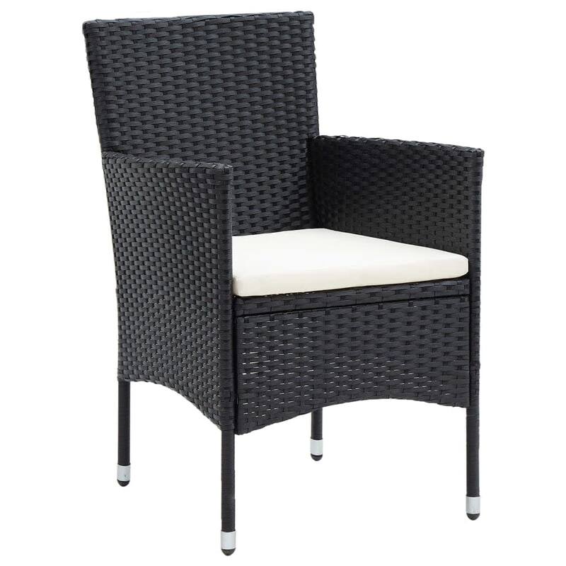 vidaXL Patio Dining Set with Cushions Poly Rattan