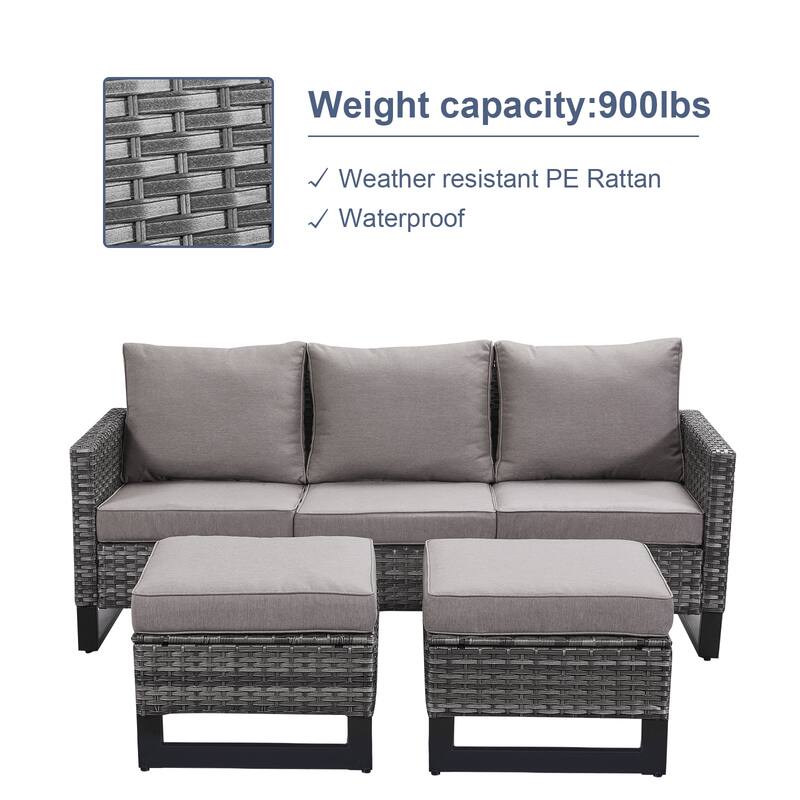 Gymojoy PE Wicker Sofa Rocking Chair Ottoman Set of 9 Weather-resistance