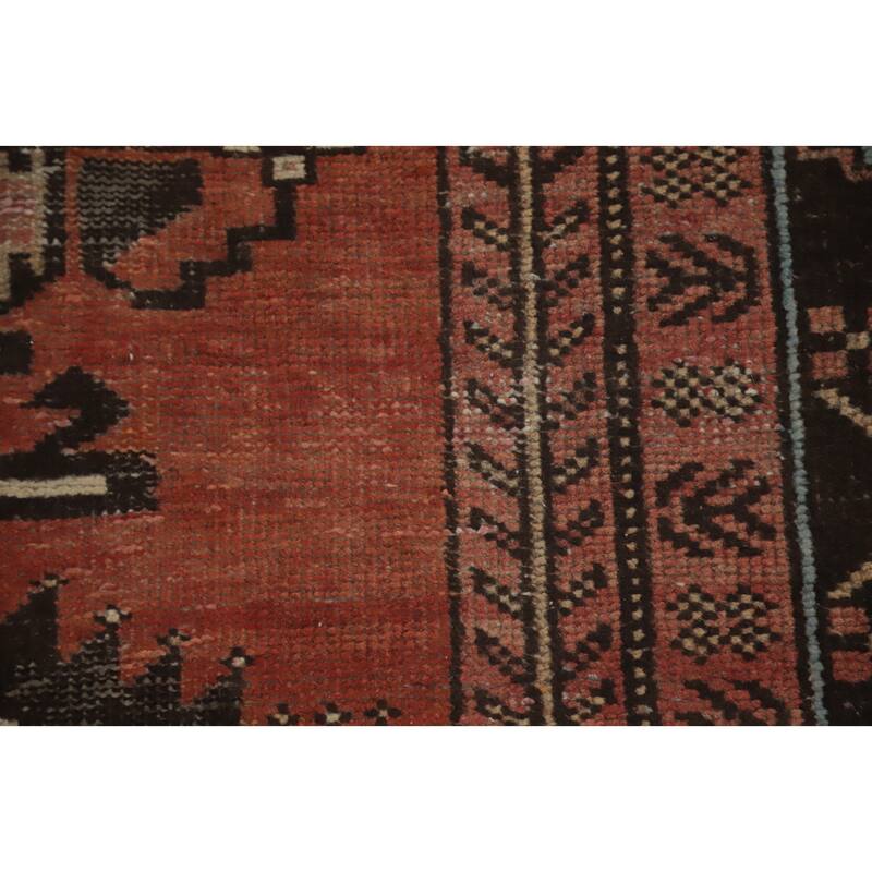 Hand Knotted Oriental 100% Wool Carpet Traditional Geometric Oranges & Rust Hamedan Area Rug - 6' 5'' X 4' 2''